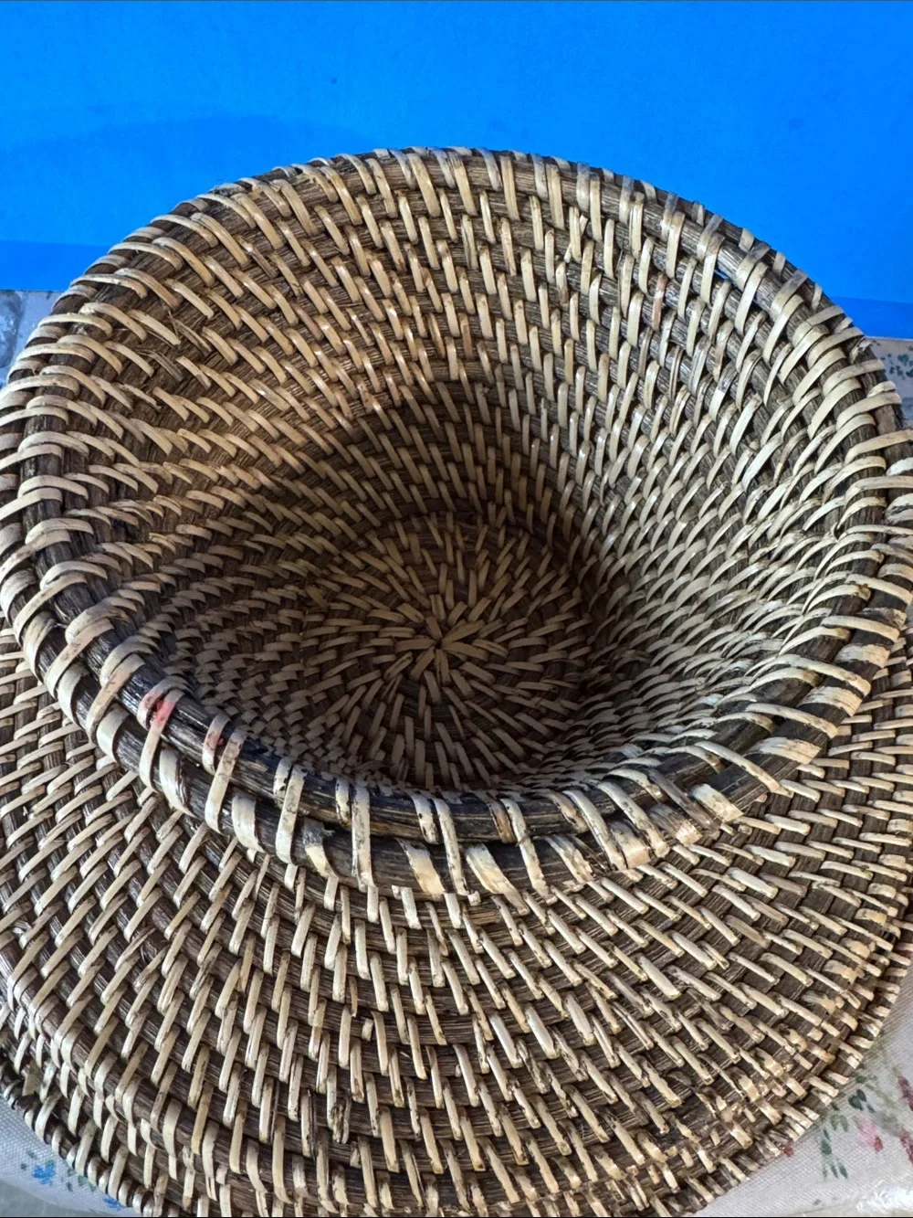 Vintage / Bohemian Collectibles.  Woven Rattan Pedestal Cake Stand